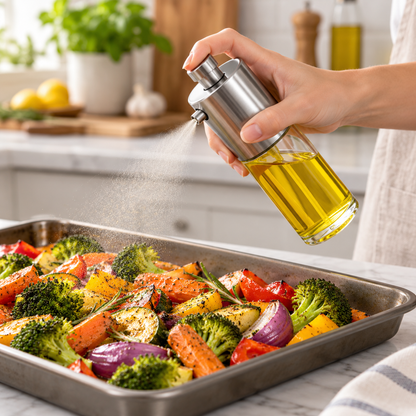 PurePour Manual Glass Oil Sprayer — lifestyle view